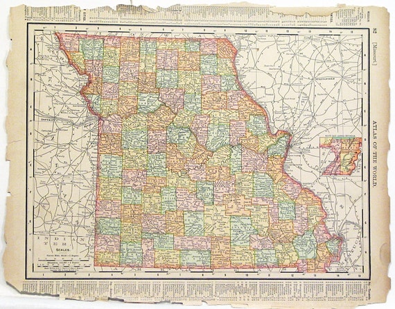 State of Missouri Atlas Map circa 1900 by ClassicTouchPrints