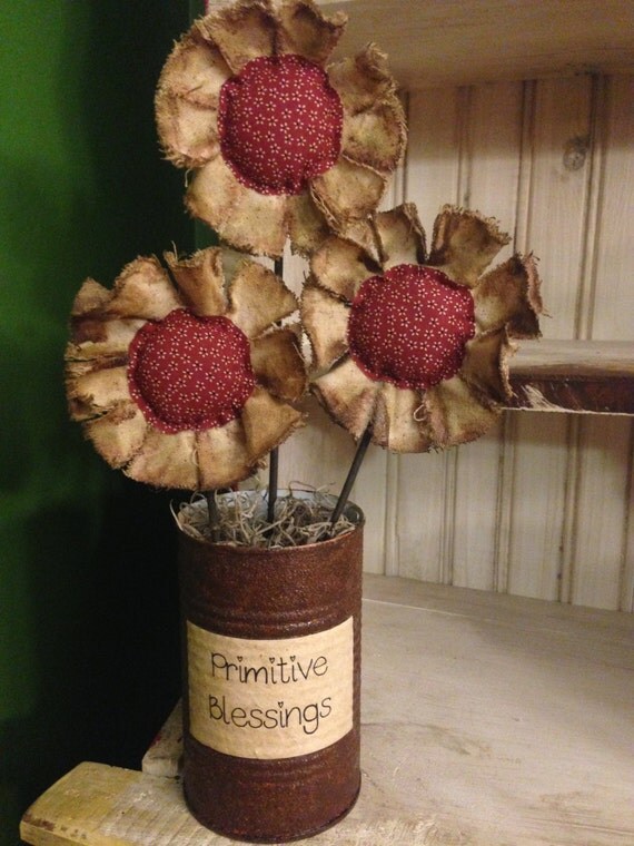 Items similar to Primitive Flower Arrangement - Red on Etsy