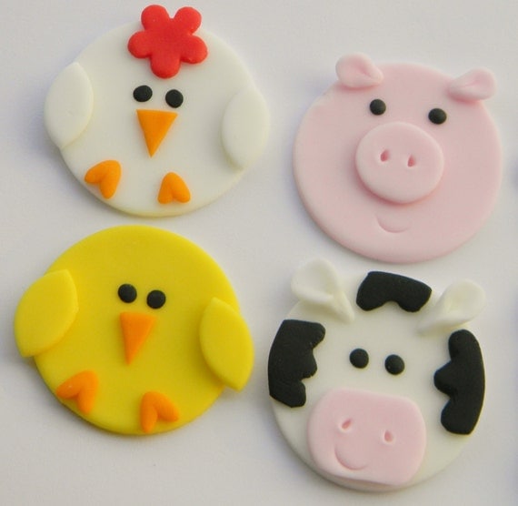 12 Farm Animal Cupcake Toppers