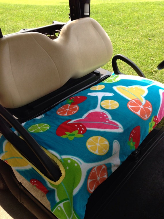 Cocktail Time Terry Cloth Golf Cart Seat Cover by GolfMeAround