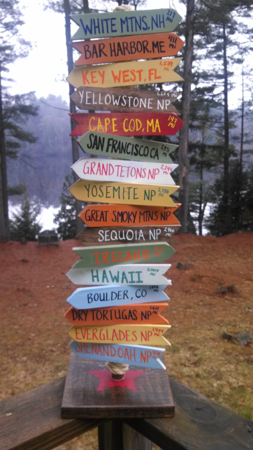 Custom handcrafted destination sign post by Cedarhollowmaine