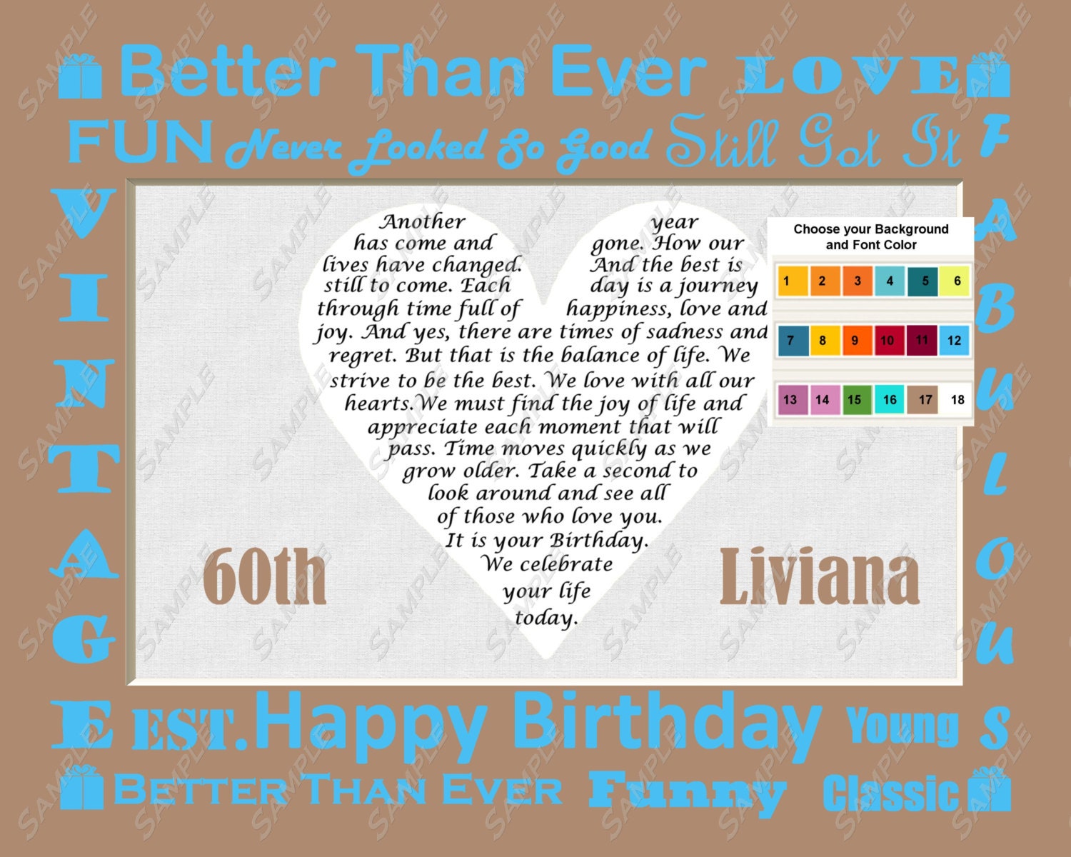 Custom 60th Birthday Gift Love Poem 60th by birthdaypartygifts
