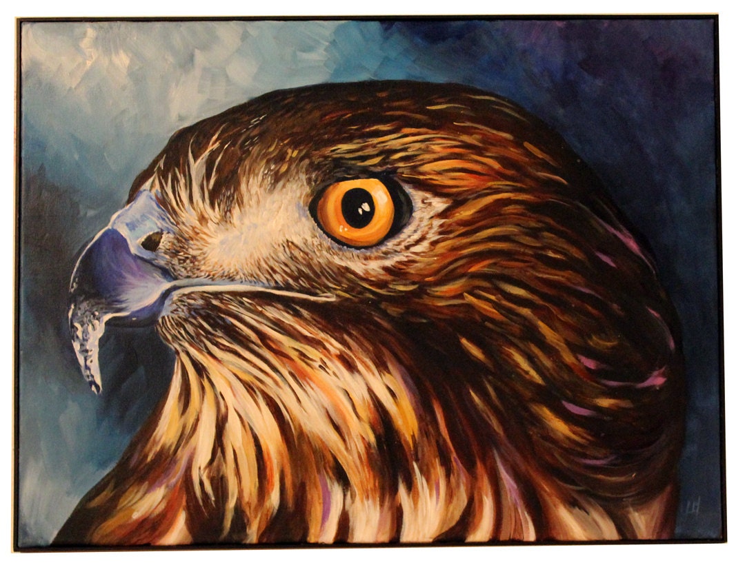 RESERVED Red Tailed Hawk Painting on Canvas by ShatteredChrysalis