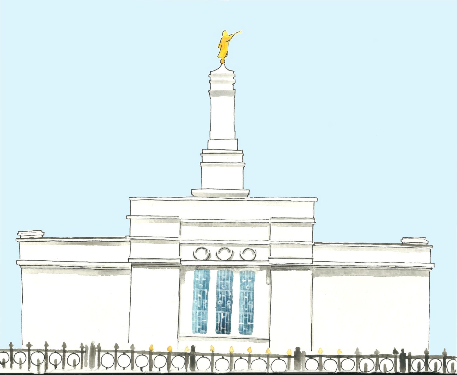 CUSTOM painting: Lds temple watercolor by TheSunnyArtRoom on Etsy