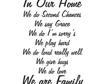 In Our Home We Do quote vinyl wall art