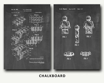 Patent Print - Lego Patent and Legoman Patent Set - Wall Art Poster