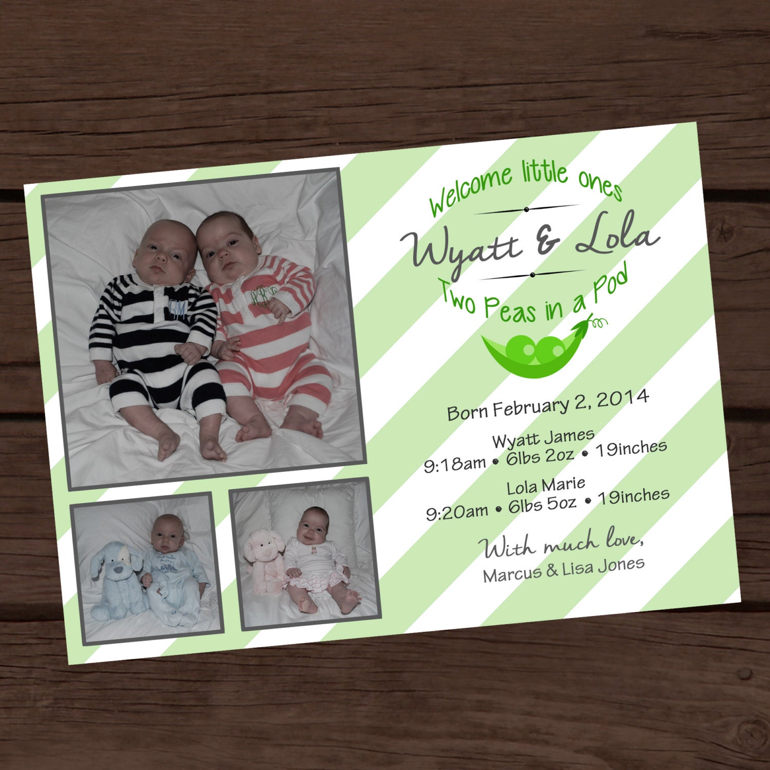 Baby Announcement Print your own A002 by TinyBeginningsDesign