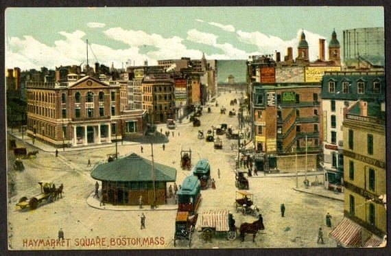 1908 Postcard Busy Haymarket Square Of Boston Massachusetts