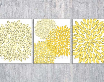 Yellow Nursery Art, Yellow Wall Art, Printable Files, Yellow Flower, INSTANT DOWNLOAD, Yellow Wall Art, Modern Yellow Wall Art, Set of 3