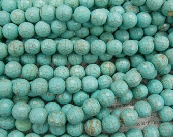 12mm turquoise faceted beads, 15.5 inch