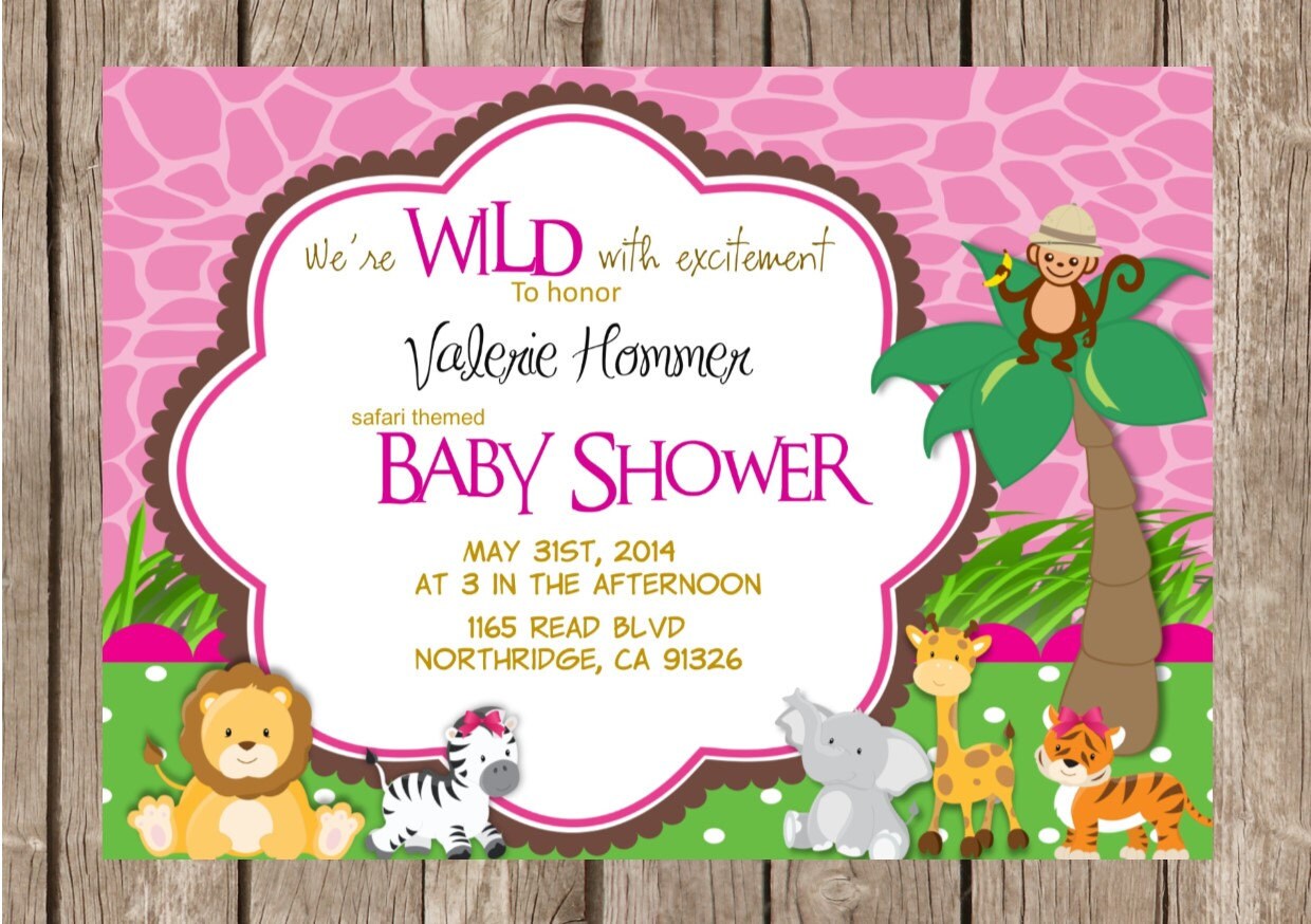 safari girl baby shower invitations