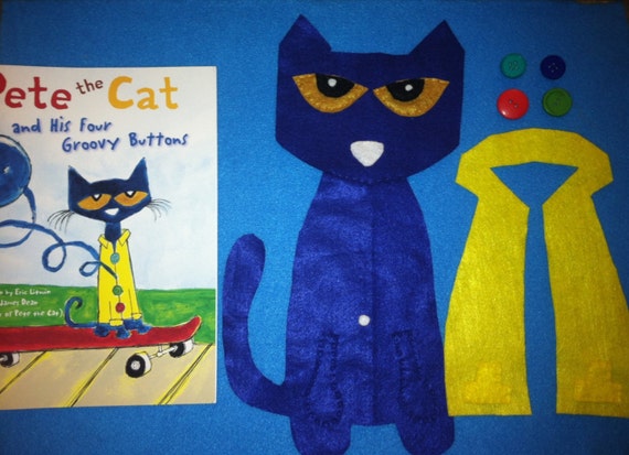 Items similar to Blue Pete the Cat and his 4 Groovy Buttons Felt Board ...