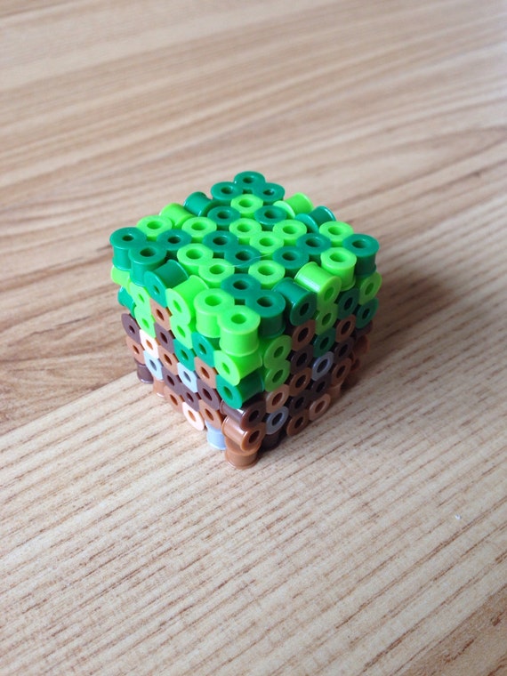 Mini Minecraft Inspired Grass Block 3D Perler Beads Block Copy