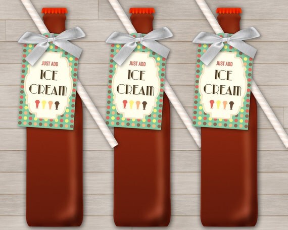 Just Add Ice Cream Tags For Favors Gifts DIY By RevintagedArt