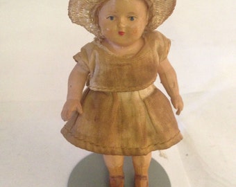 German Bisque Doll Antique GERMAN Solid Bisque Doll 'Little Ragamuffin" 1920's 1930's era.