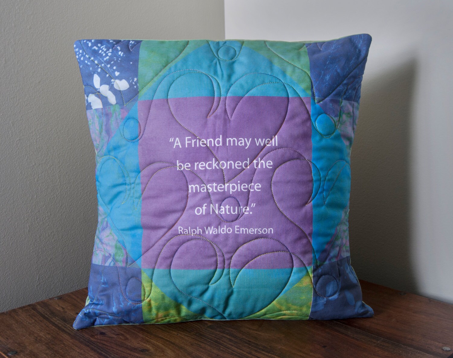 Throw pillow with friendship quote