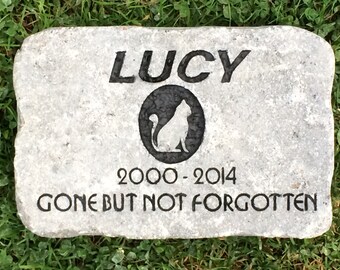 Cat grave marker heavy duty 6"x9" stone memorial