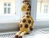 Crocheted Art Doll Funny Giraffe, Cute stuffed animals, Soft toys for baby, Unusual Holiday birthday gift child, Unique Valentine gift idea