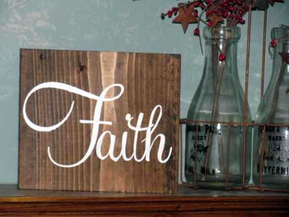 Items Similar To Faith Wood Block Wooden Sign Handpainted Wood Sign