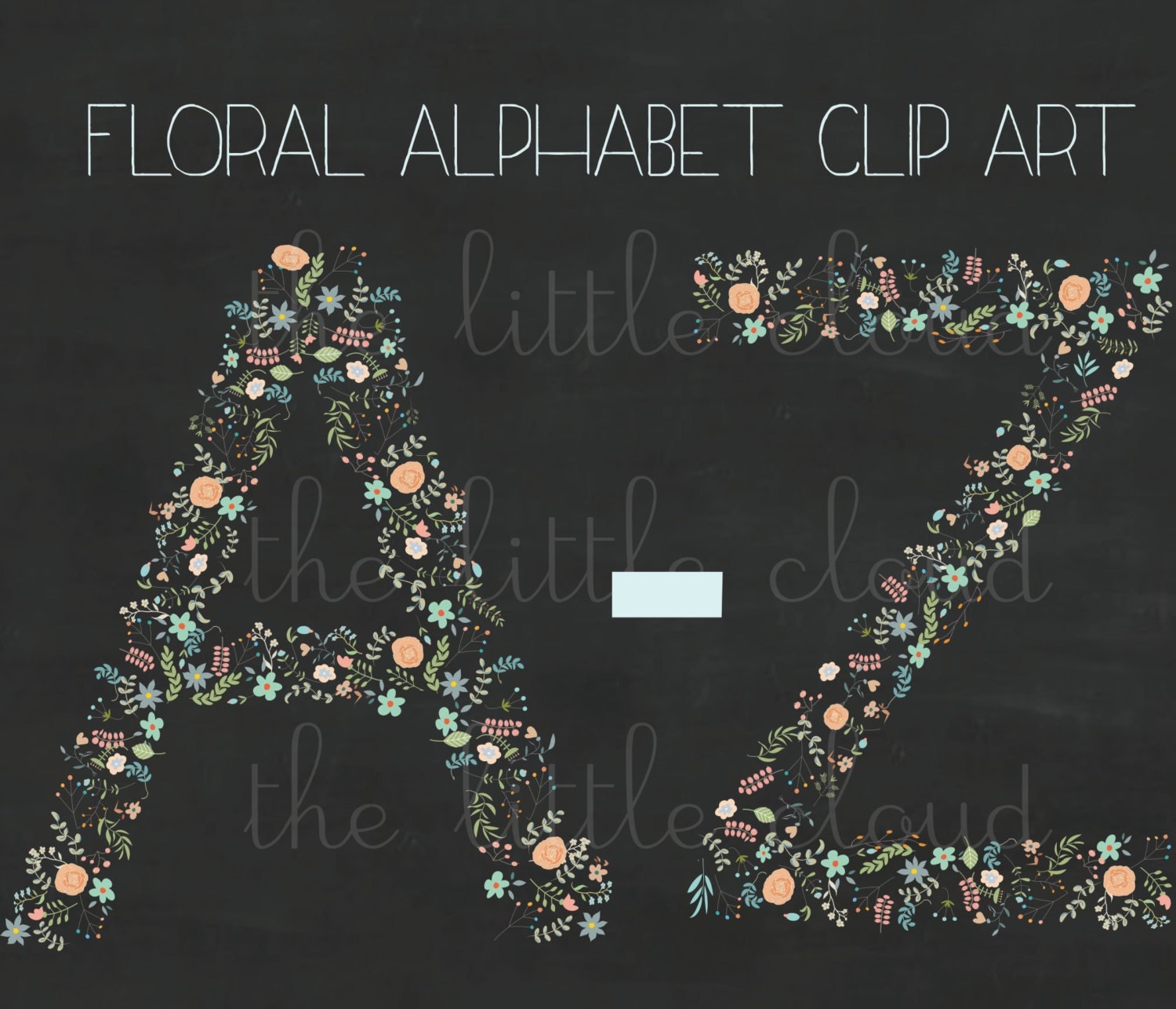 Floral alphabet clip art floral letters monogram letters