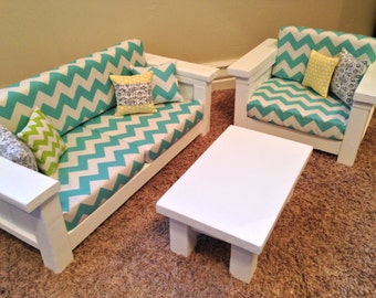 American Girl Doll Furniture. 18&amp;qu ot; doll size 3 pc Living room set ...