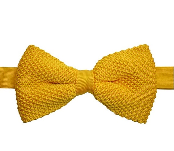 Banana Yellow Knit Bow Tie. Mesn Bow Tie. Golden Yellow by Tietle