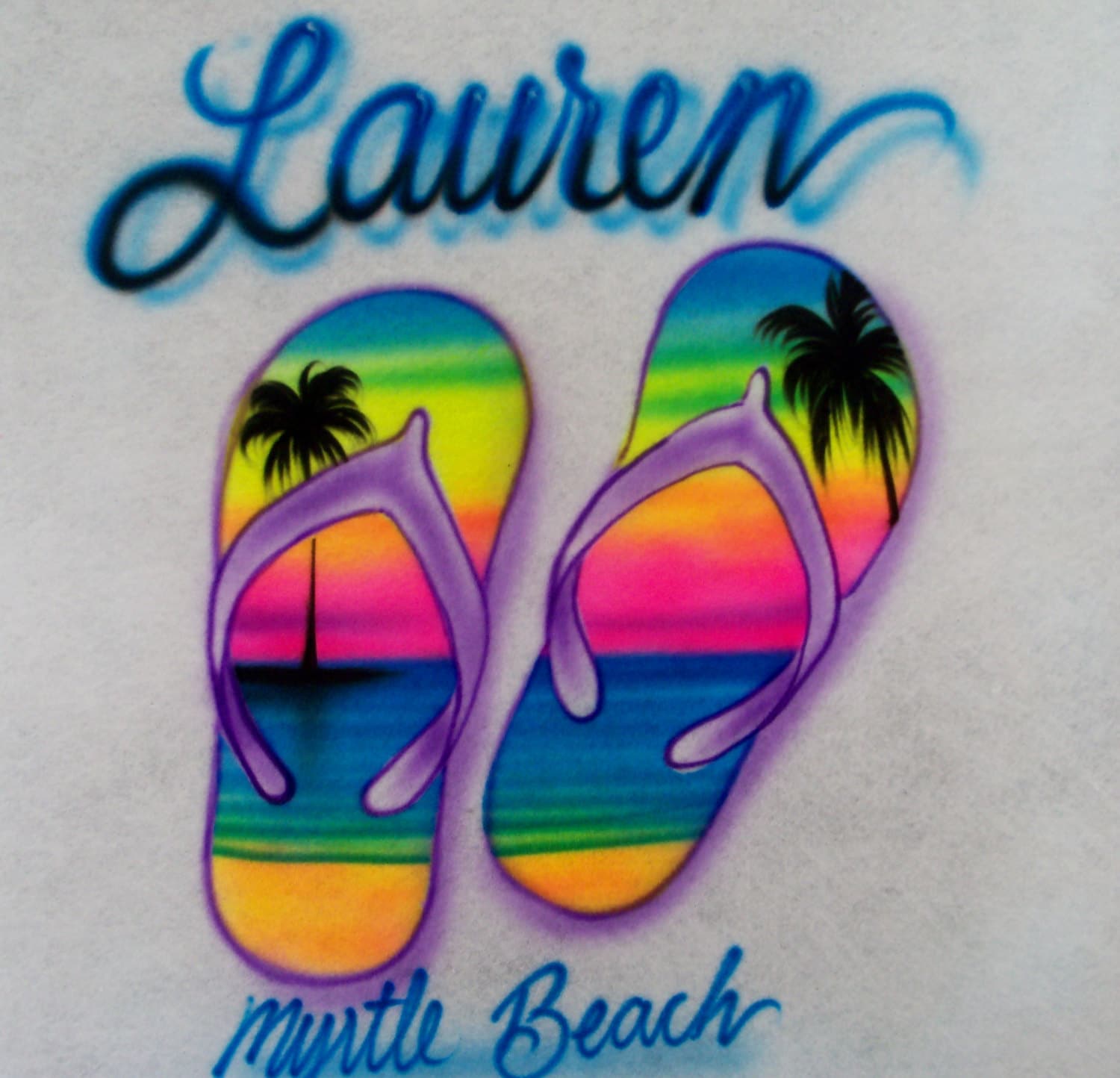custom airbrushed tshirt sunset beach scene by ATDcustomDesign