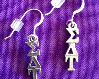 Licensed Sigma Delta Tau Earrings on Sterling Earwires