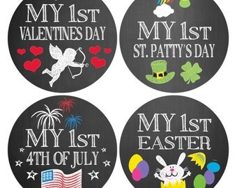 My Baby's First Holiday Stickers, Baby milestone stickers, Christmas, thanksgiving, halloween, valentines day, st patricks day, easter