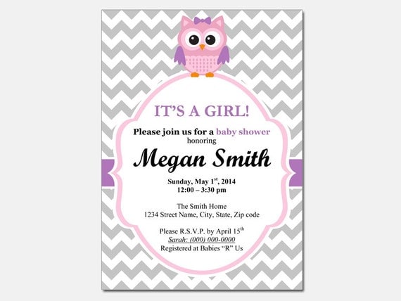 Owl Baby Shower Invitation Template - Baby girl DIY Editable Template ...