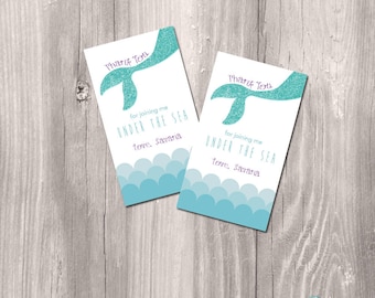 Mermaid Printable Favor Tags - Little Mermaid DIY Favor tags or thank you cards - Mermaid Party Printable Favor tags - Ocean Party favor tag