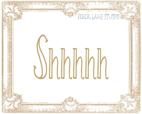 Shhh brown white printable sign Quiet by StockLaneStudio on Etsy