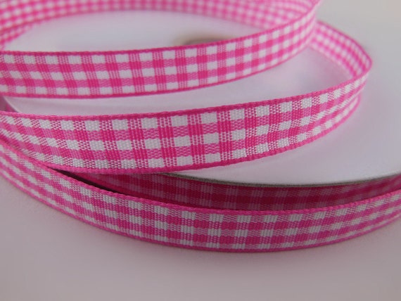 Pink Plaid Ribbon 3/8'' 33COLORS by ElenaClover on Etsy