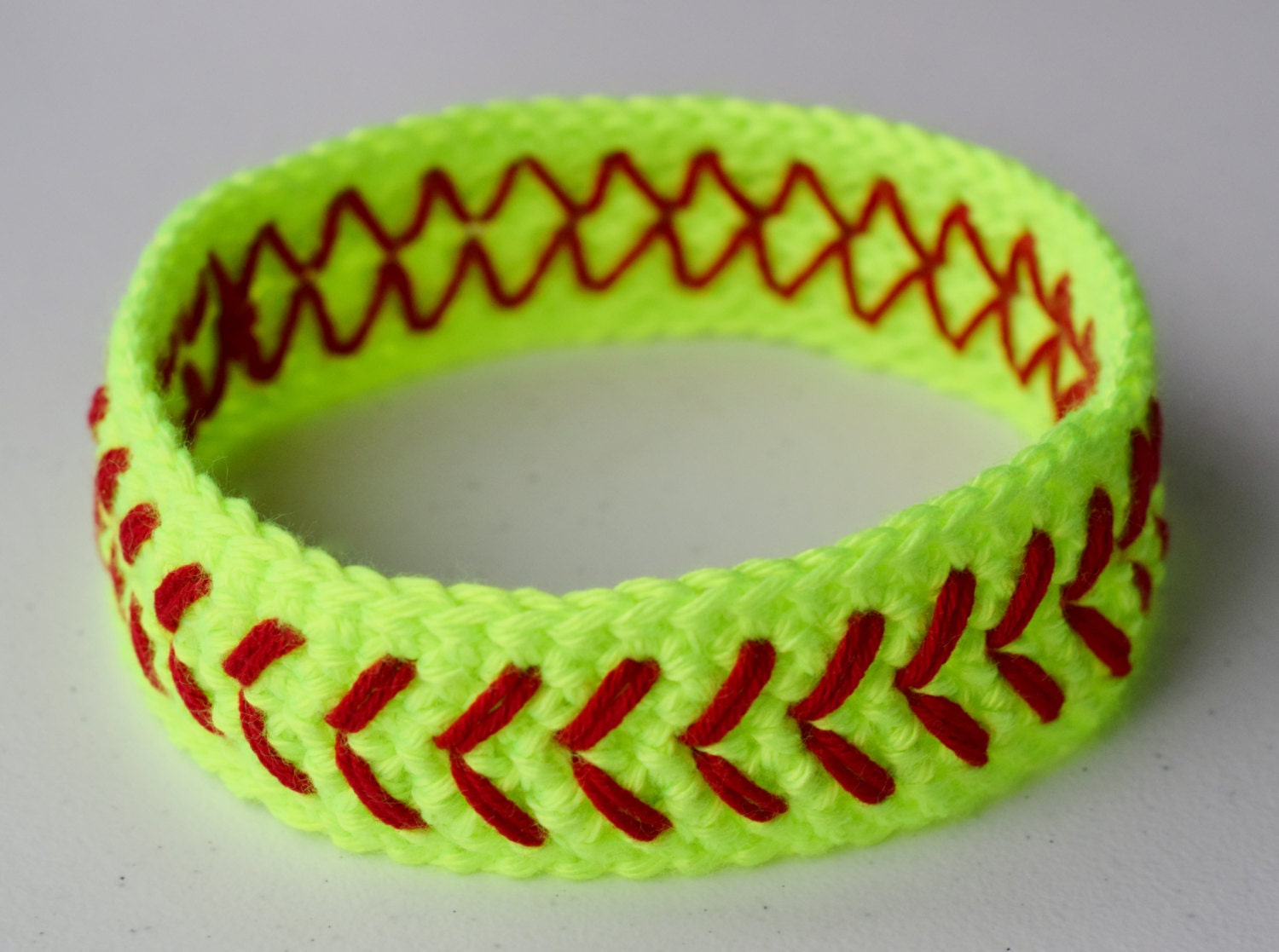 Crochet Softball Headband Neon Yellow Girls Womens Baseball