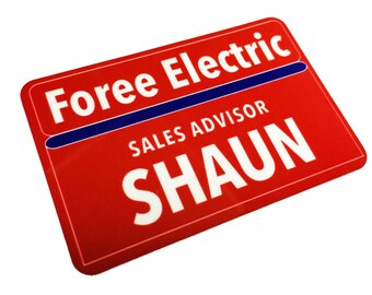 2 x 3 Plastic SHAUN Name Tag Badge Shaun of the Dead Foree Electric Halloween Prop