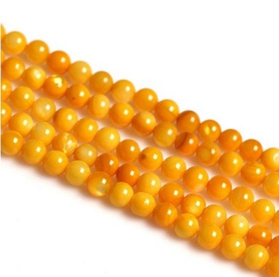 6mm Mustard Yellow Stone Beads 16 inch strand by Taohua40 on Etsy