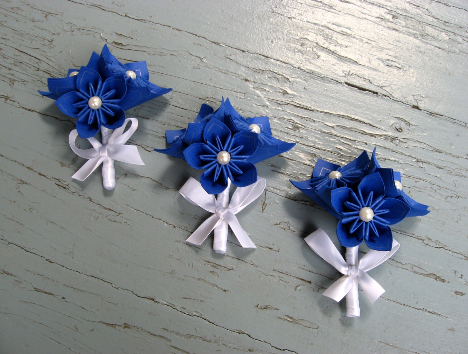 Kusudama Beaded Paper Flower Corsage Boutonniere Wedding