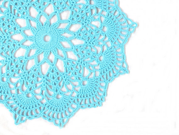 wedding decorations crochet table Doily, Crochet Ready ship, Doily, Wedding Placemat, Blue to Crochet