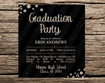 Glittered Graduation Invitation, Graduation Invitation, Glittered Invitation, Graduation Party Invitation, Glitter Invitation, Glittered