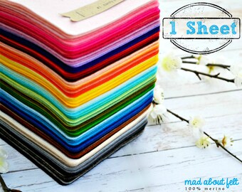 1 SHEET - 100% merino wool felt - Made in Europe - Meets all safety standards - Designer Felt
