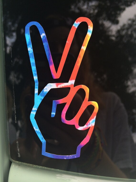 Peace Hand Sign Tie Dye Decal