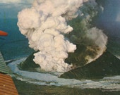 1960s postcard - vintage Chrome Contenential Size Card - SURTSEY off south coast of Iceland - Volcanic Eruption North Sea