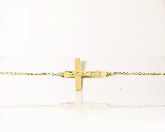 Cross Bracelet - Personalized Bracelet- 18K Gold Plated