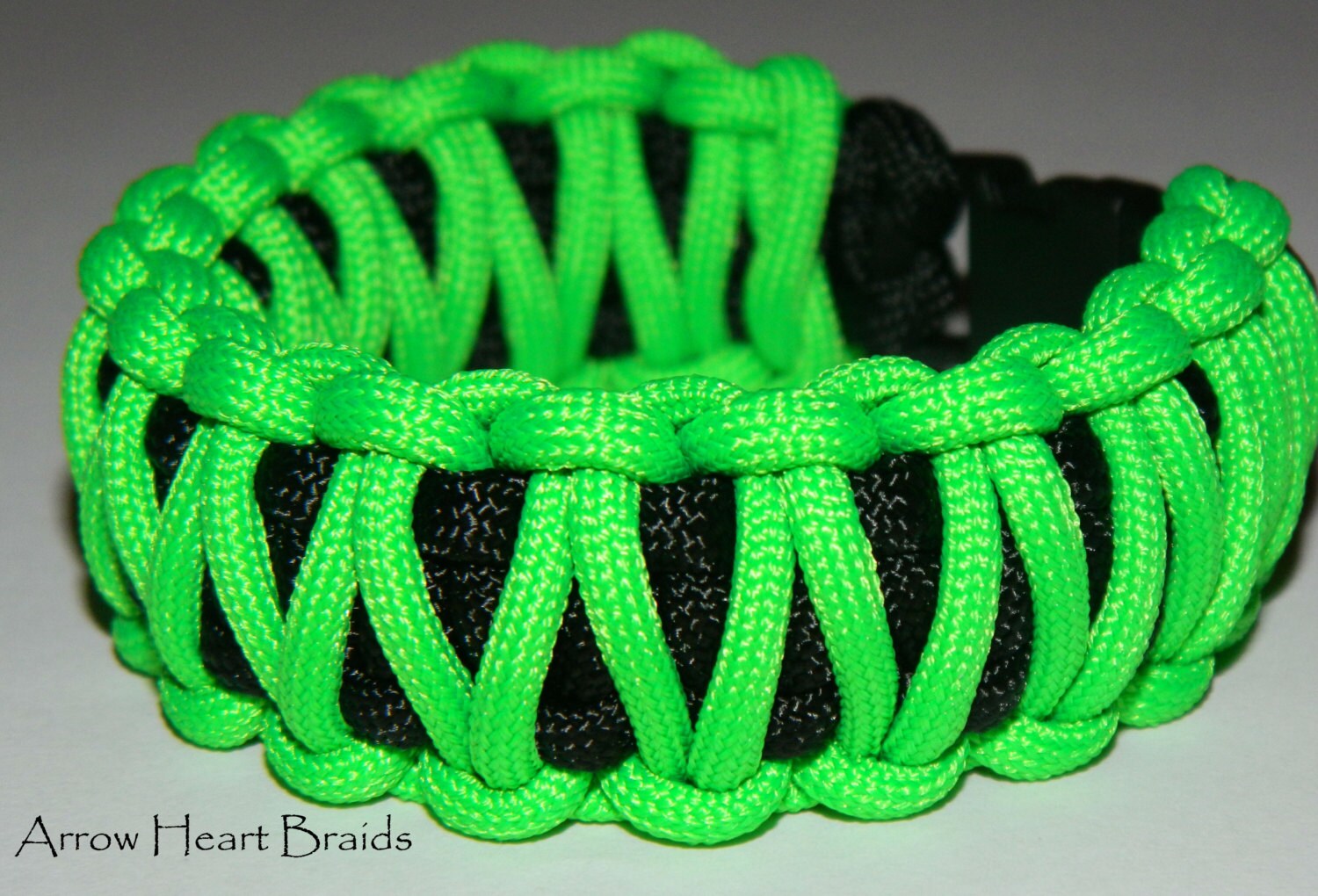 King Cobra Paracord Bracelet Neon Green & Black Handmade