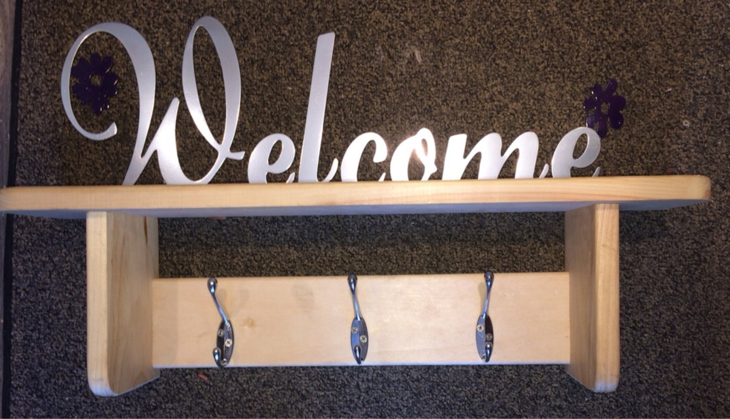 sign shelf coat rack combo by MetalArtDesignz on Etsy