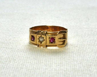 Victorian Ruby & Diamond Buckle Ring