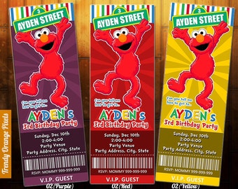 Elmo invitation, Sesame Street ticket invite - digital file, personalized for Sesame Street Elmo birthday party