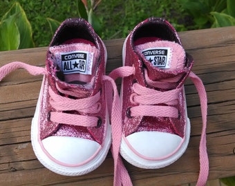 Baby Converse Size 2 - Handpainted And Glittered - New