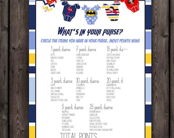 superhero baby shower, whats in your purse game, instant download at purchase, printable file