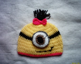 Crochet minion hat, newborn minion hat, baby girl minion hat, baby minion hat, girl minion hat, minion hat
